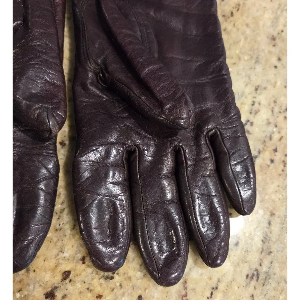 Vintage Womens Size M Burgundy Leather Lined 10